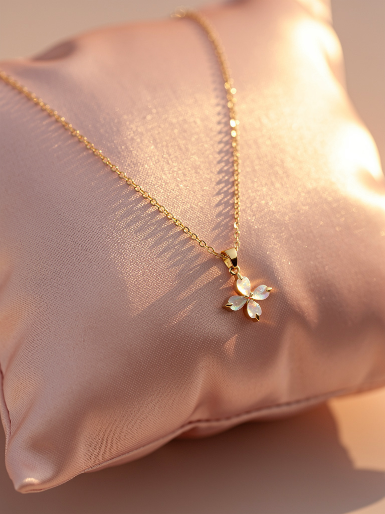 Zyver Jewelry | Beyaz Yonca Altın Kaplama Kolye